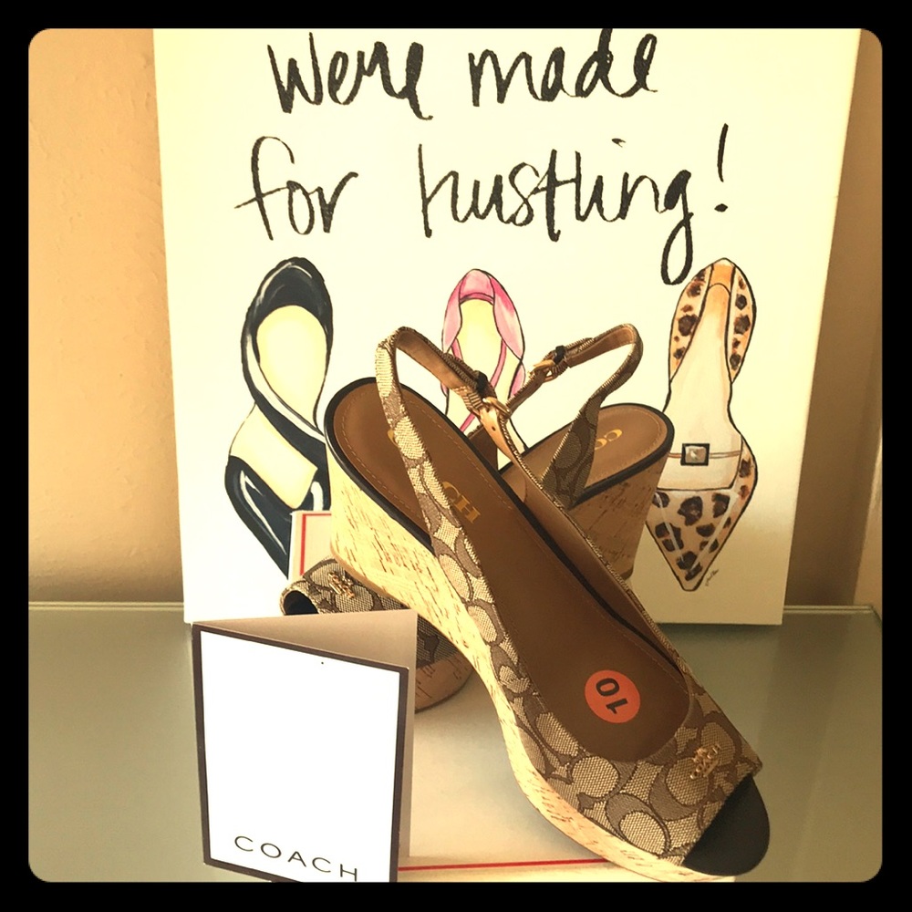Coach brown logo platforms.